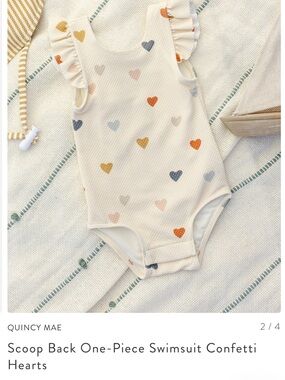 🆕 Rylee + Cru Quincy Mae Scoop Back One-Piece Swimsuit Confetti Hearts 4-5Y